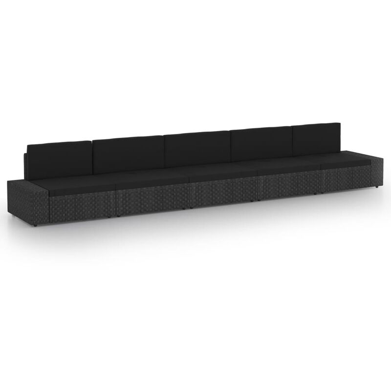 

Set de muebles de jardín 5 pzas ratán sintético y cojines negro