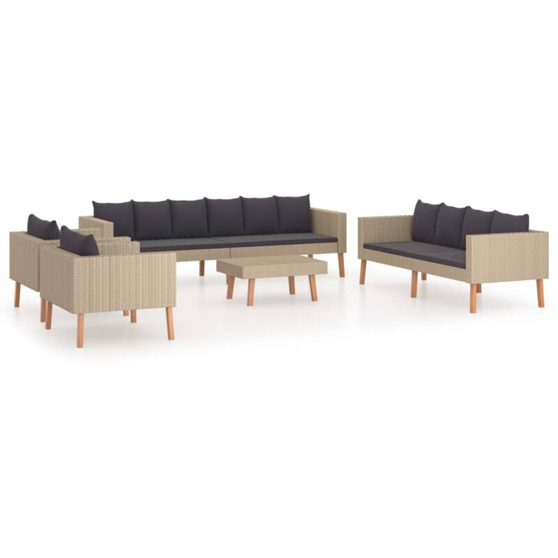 

Set de muebles de jardín 5 pzas y cojines ratán sintético beige - Beige - Vidaxl