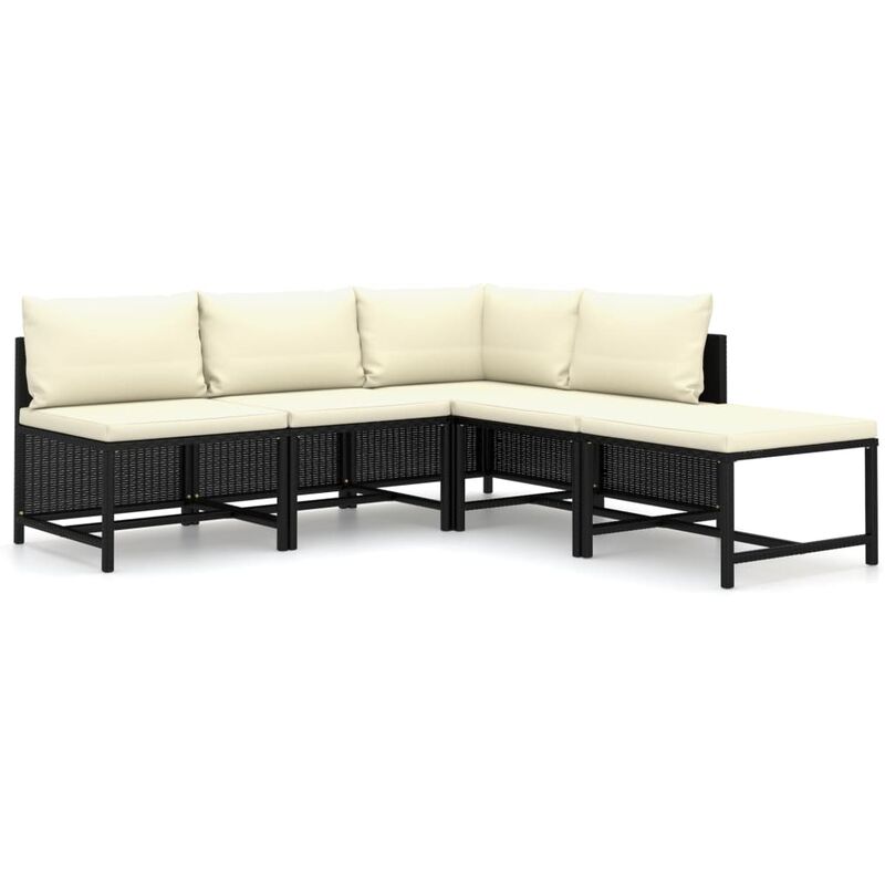 

Set de muebles de jardín 5 pzas y cojines ratán sintético negro