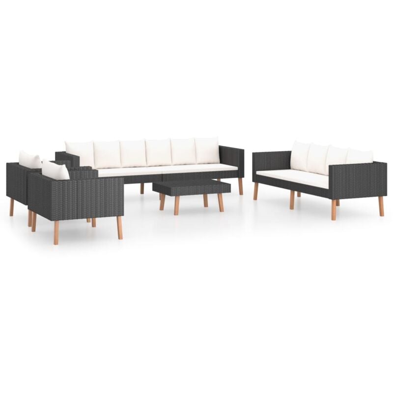 

Set de muebles de jardín 5 pzas y cojines ratán sintético negro - Negro - Vidaxl