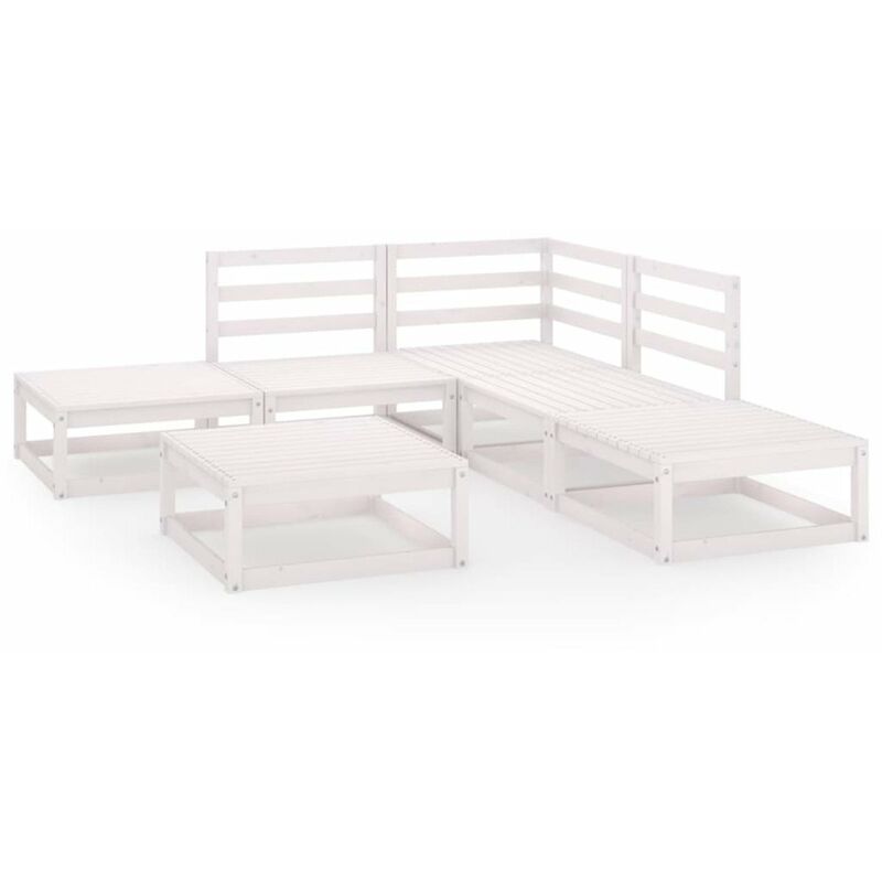 

Set de muebles de jardin 6 piezas blanco madera maciza de pino