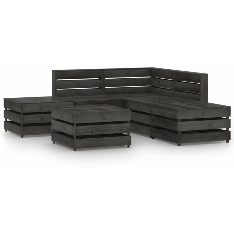 

Set de muebles de jardin 6 pzas madera de pino impregnada gris