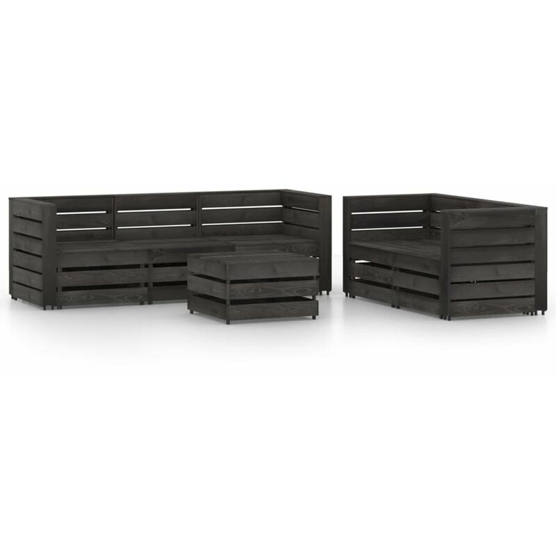 

Set de muebles de jardin 6 pzas madera de pino impregnada gris