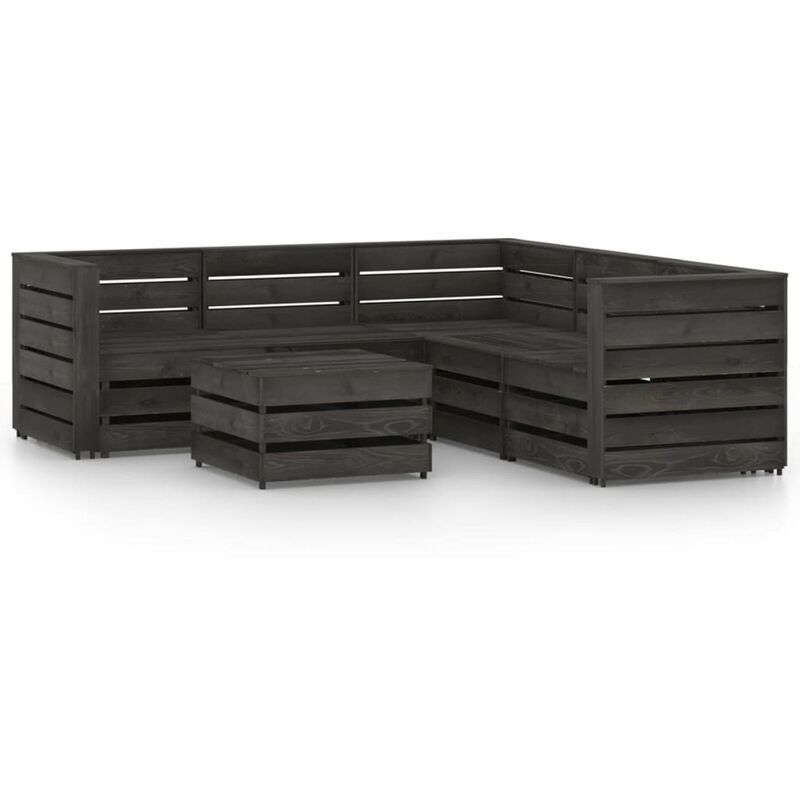 

Set de muebles de jardin 6 pzas madera de pino impregnada gris