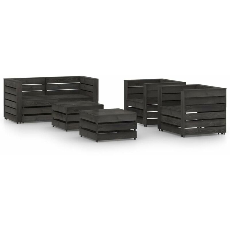 

Set de muebles de jardin 6 pzas madera de pino impregnada gris