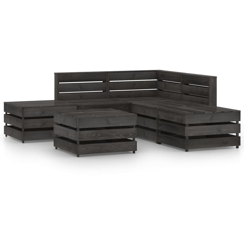 

Set de muebles de jardín 6 pzas madera de pino impregnada gris