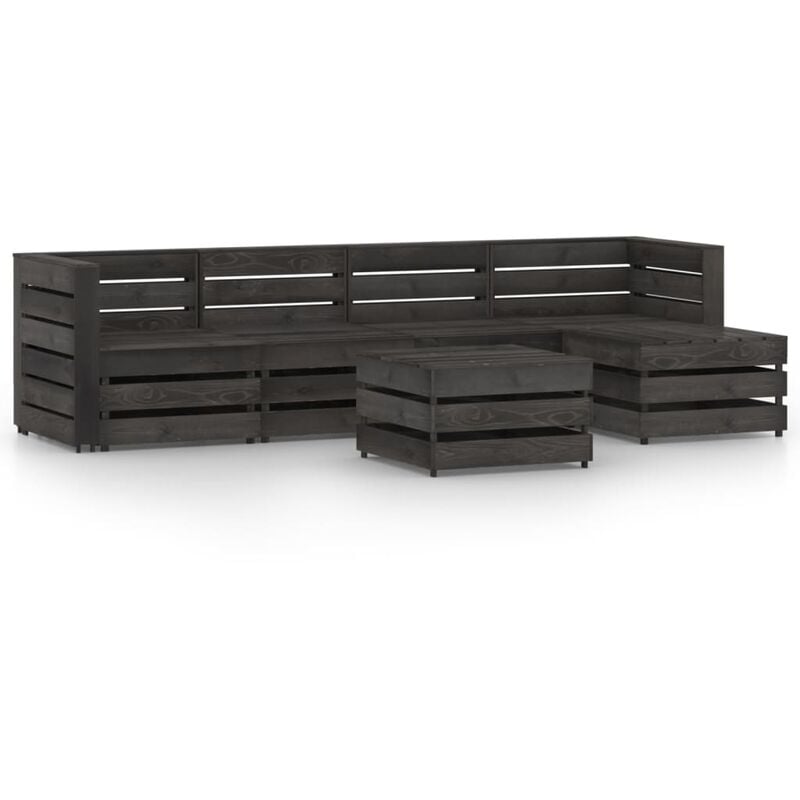 

Set de muebles de jardín 6 pzas madera de pino impregnada gris