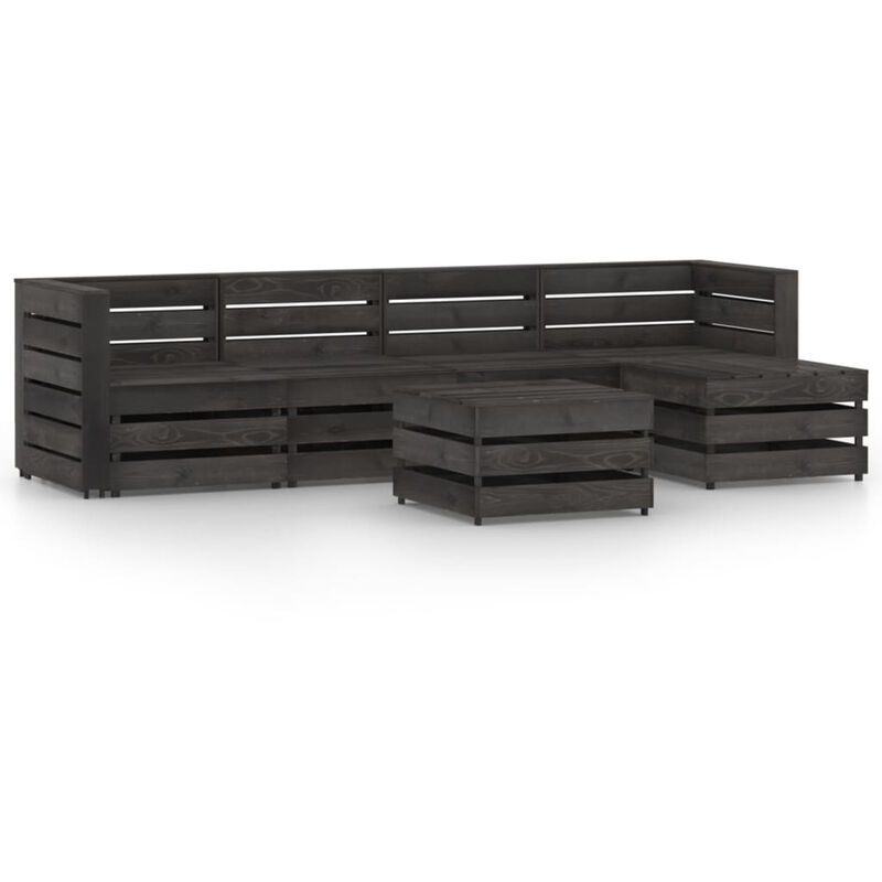 

Set de muebles de jardin 6 pzas madera de pino impregnada gris