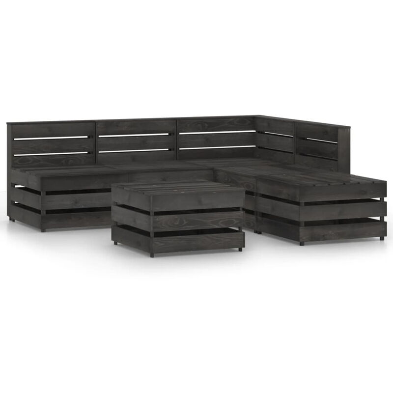 

Set de muebles de jardin 6 pzas madera de pino impregnada gris