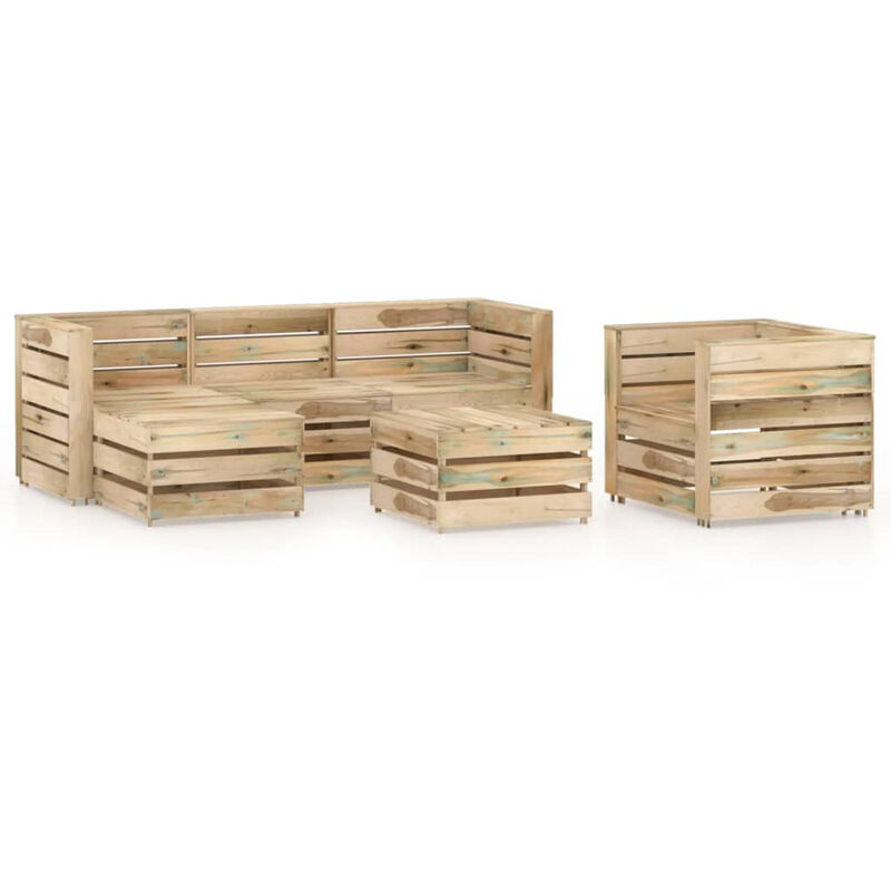 

Set de muebles de jardin 6 pzas madera de pino impregnada verde