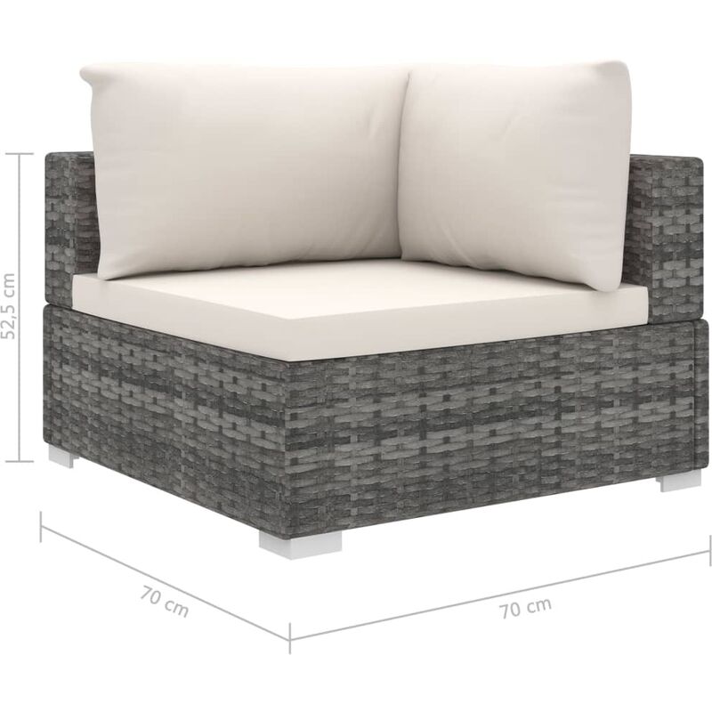 

Set de muebles de jardin 6 pzas y cojines ratan sintetico gris