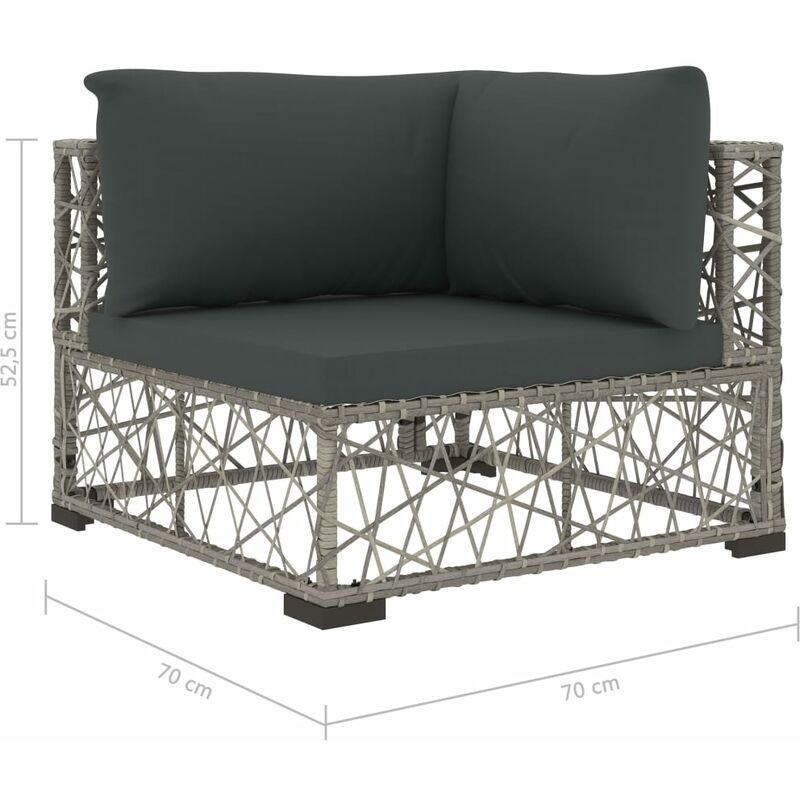 

Set de muebles de jardin 6 pzas y cojines ratan sintetico gris