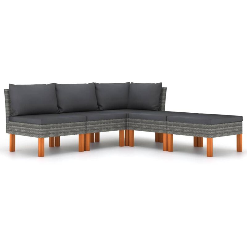 

Set de muebles de jardín 6 pzas y cojines ratán sintético gris