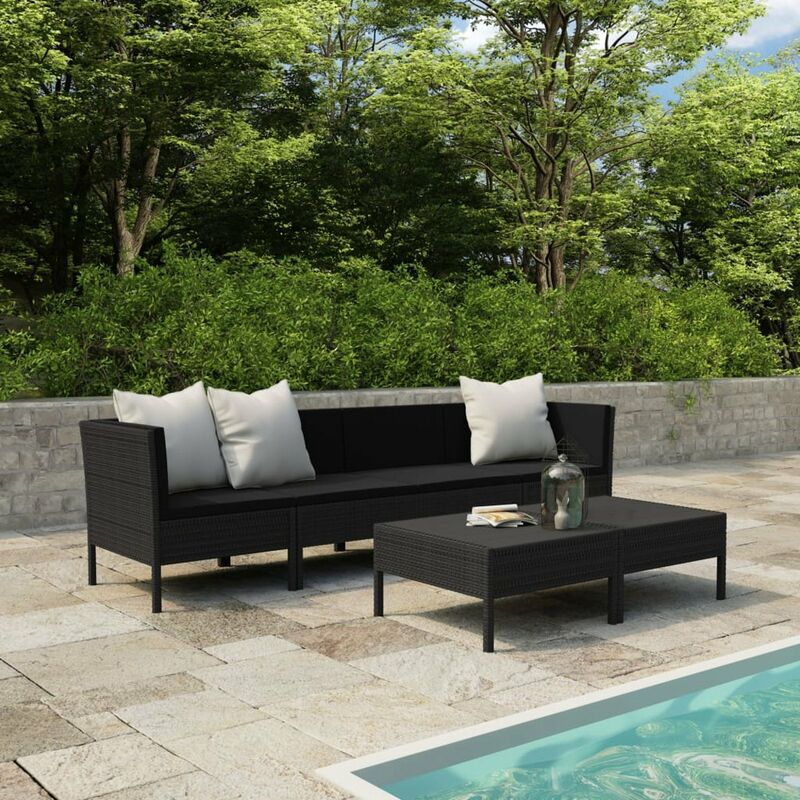 

Happyshopping - Set de muebles de jardin 6 pzas y cojines ratan sintetico negro