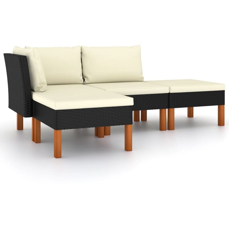 

Set de muebles de jardín 6 pzas y cojines ratán sintético negro