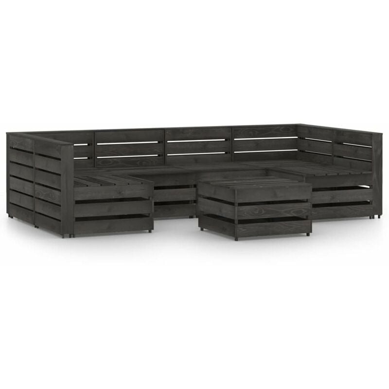 

Set de muebles de jardin 7 pzas madera de pino impregnada gris