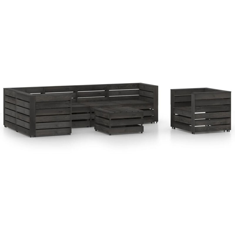 

Set de muebles de jardin 7 pzas madera de pino impregnada gris