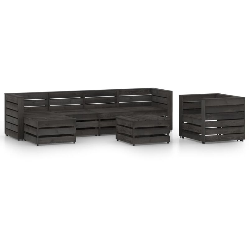 

Set de muebles de jardín 7 pzas madera de pino impregnada gris