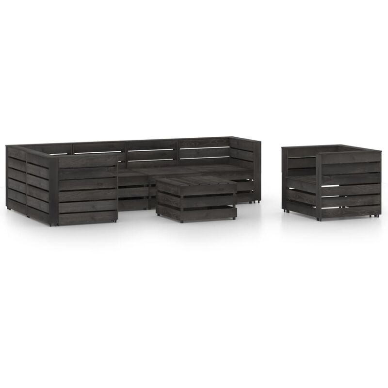

Set de muebles de jardín 7 pzas madera de pino impregnada gris