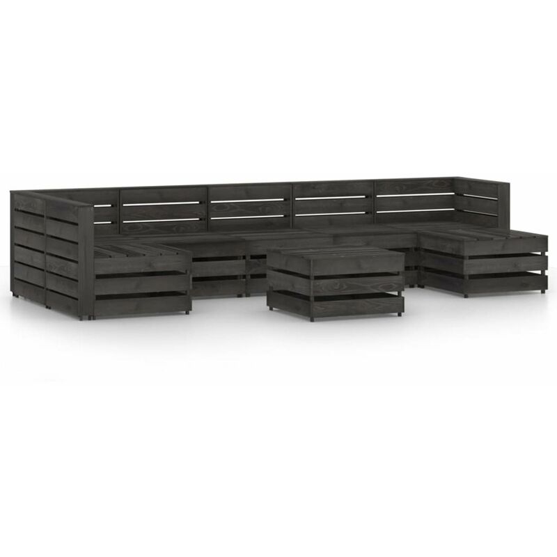 

Set de muebles de jardin 8 pzas madera de pino impregnada gris