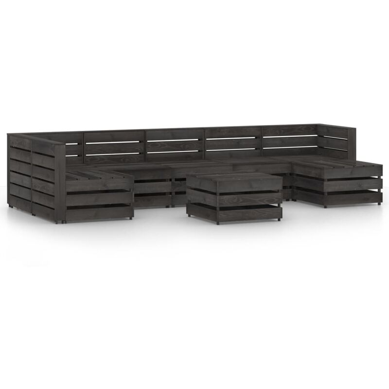 

Set de muebles de jardín 8 pzas madera de pino impregnada gris