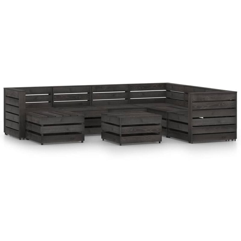 

Set de muebles de jardín 8 pzas madera de pino impregnada gris