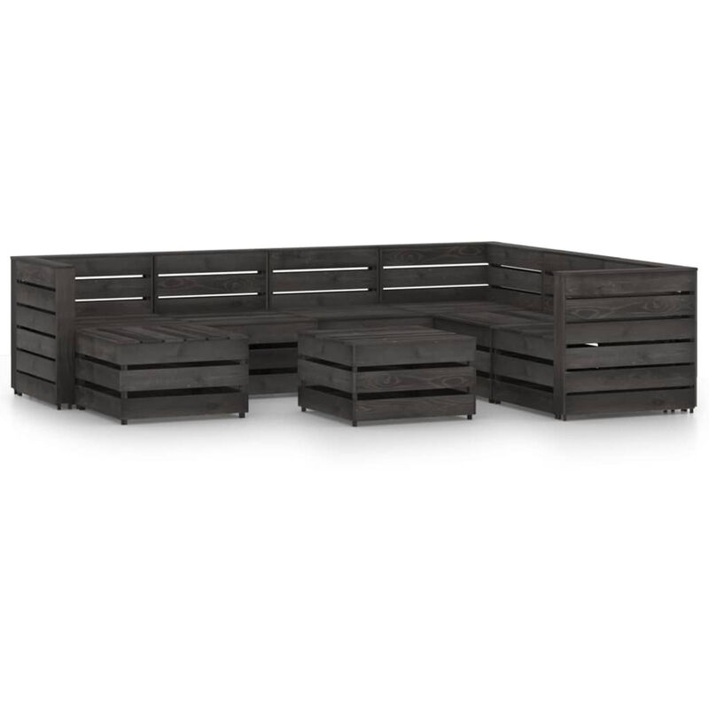 

Set de muebles de jardin 8 pzas madera de pino impregnada gris