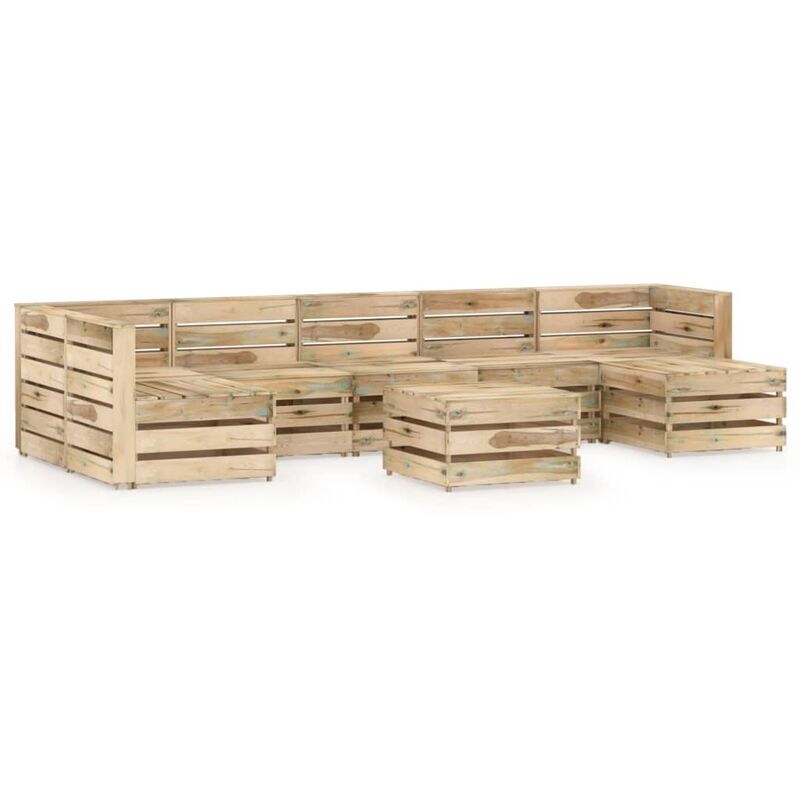 

Set de muebles de jardín 8 pzas madera de pino impregnada verde