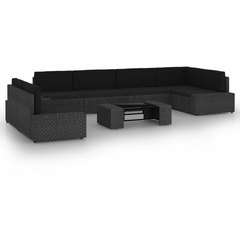 

Set de muebles de jardin 8 pzas ratan sintetico y cojines negro