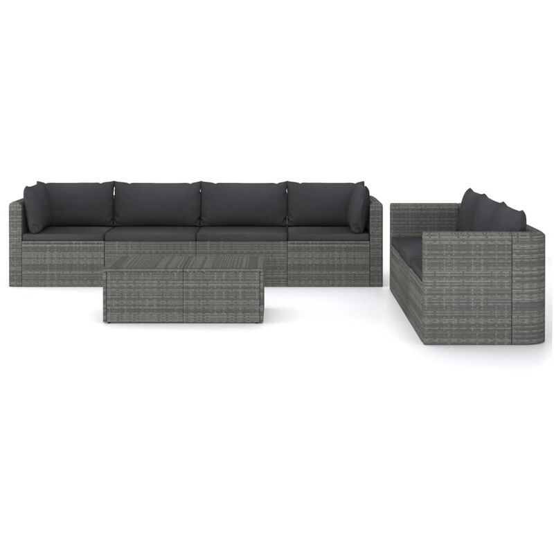 

Set de muebles de jardín 8 pzas y cojines ratán sintético gris