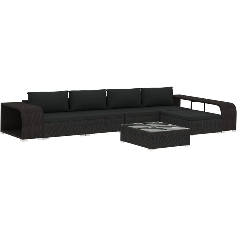 

Set muebles de jardín 8 piezas y cojines ratán sintético negro - Negro - Vidaxl