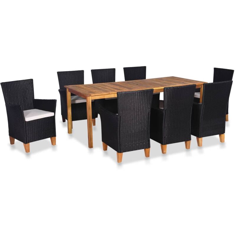 

Set de comedor de jardín 9 pzas ratán sintético negro y marrón - Multicolor - Vidaxl