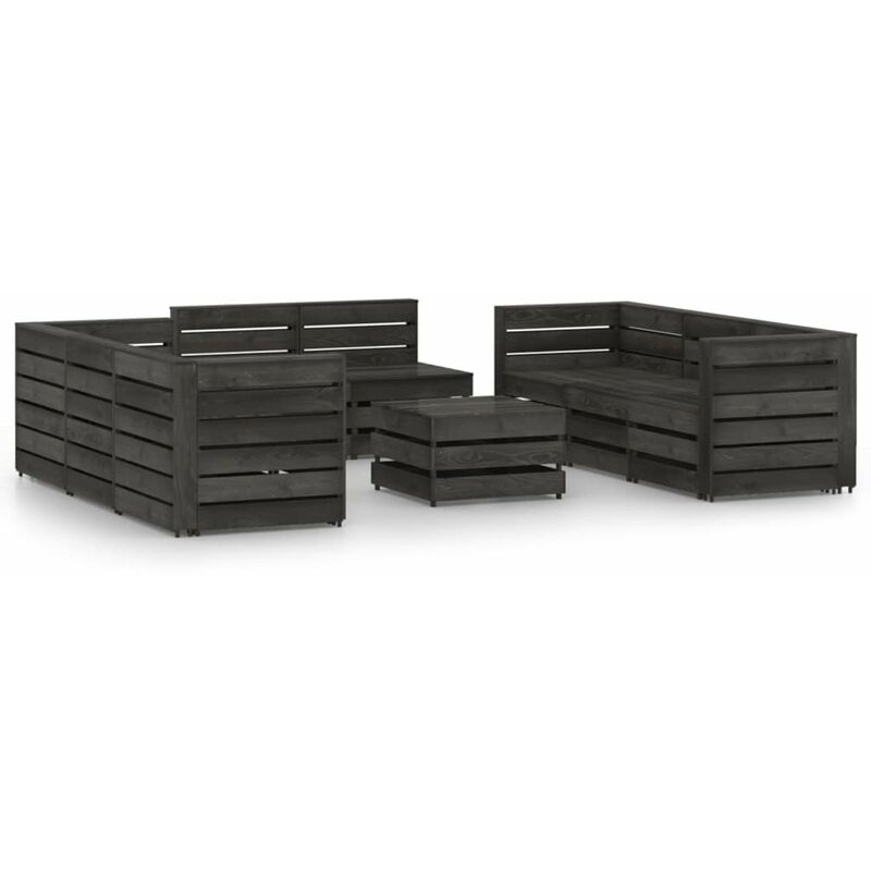 

Set de muebles de jardin 9 pzas madera de pino impregnada gris
