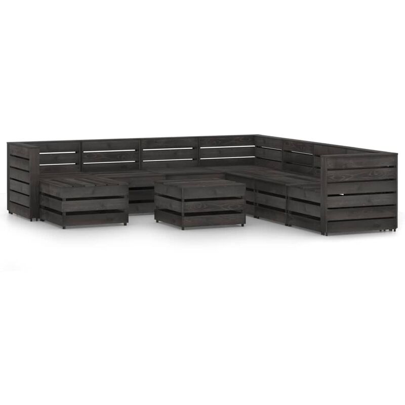 

Set de muebles de jardín 9 pzas madera de pino impregnada gris