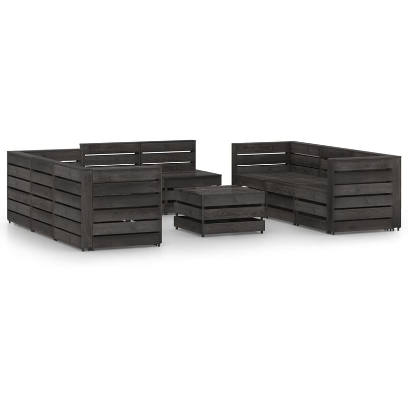 

Set de muebles de jardín 9 pzas madera de pino impregnada gris