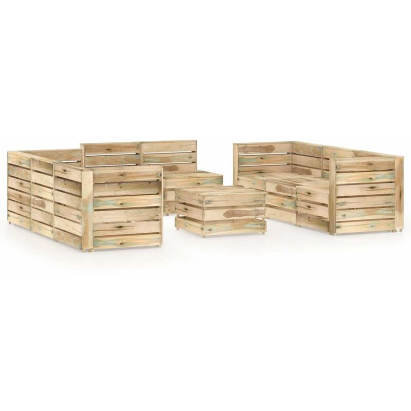

Set de muebles de jardin 9 pzas madera de pino impregnada verde