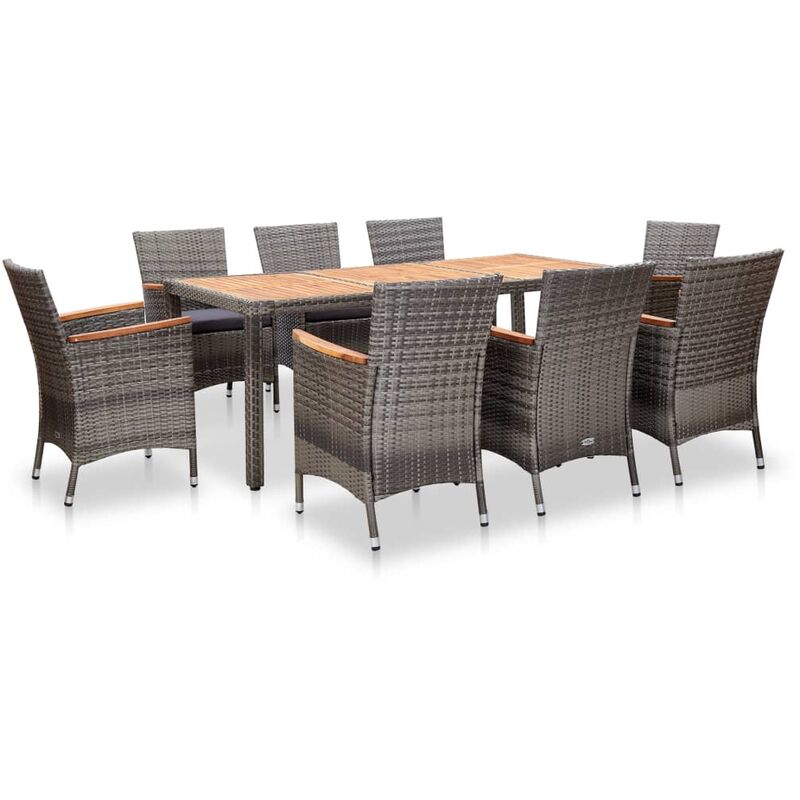 

Set de muebles de jardín 9 pzas ratán sintético gris - Gris - Vidaxl