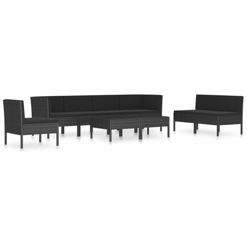 

vidaXL Set de muebles de jardín 9 pzas y cojines ratán sintético negro - Negro