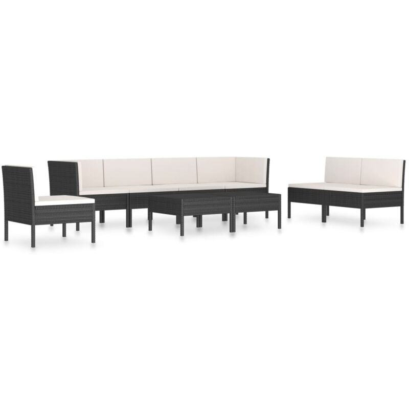 

vidaXL Set de muebles de jardín 9 pzas y cojines ratán sintético negro - Negro