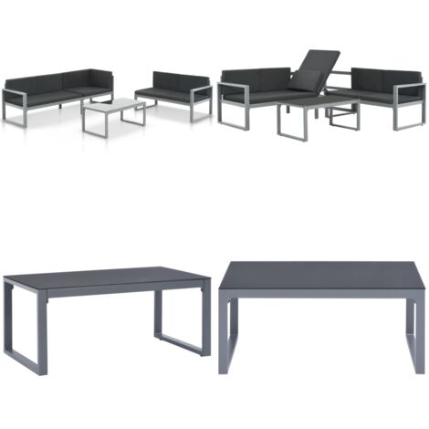 Set de muebles de jardín con cojines 3 piezas aluminio negro - Muebles de jardín - Cojines impermeables