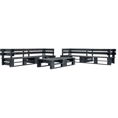 Set de muebles de jardín de palets 6 piezas madera negro