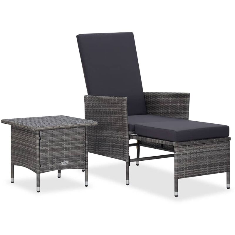 

Set de muebles de jardín 2 pzas y cojines ratán sintético gris - Gris