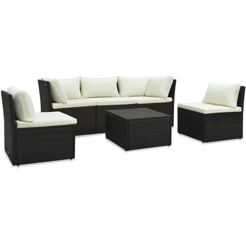 

Set de muebles de jardín 4 pzas y cojines ratán sintético marrón - Marrón