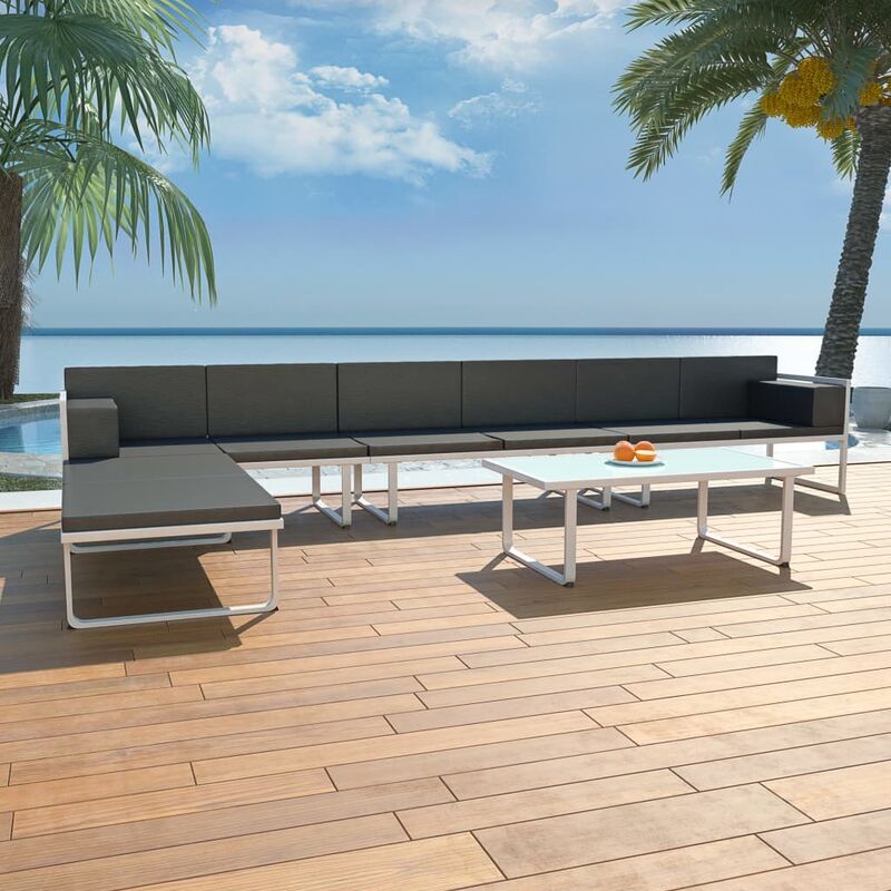 

Set de muebles de jardín 5 piezas textilene aluminio negro - Negro