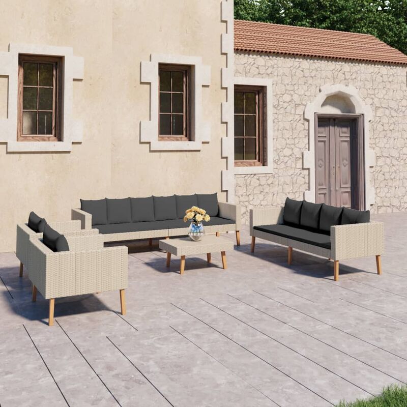 

Set de muebles de jardín 5 pzas y cojines ratán sintético beige - Beige