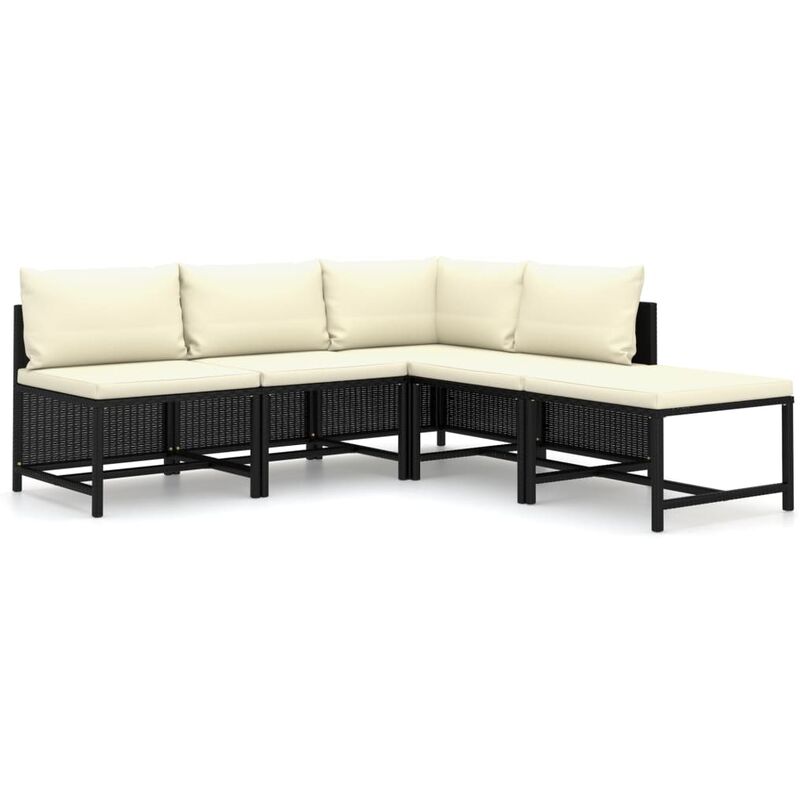 

Set de muebles de jardín 5 pzas y cojines ratán sintético negro - Negro