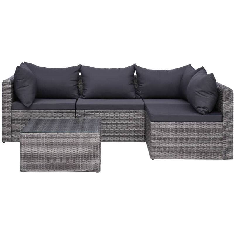 

Youthup - Set de muebles de jardín y cojines 5 pzas. ratán sintético gris - Gris