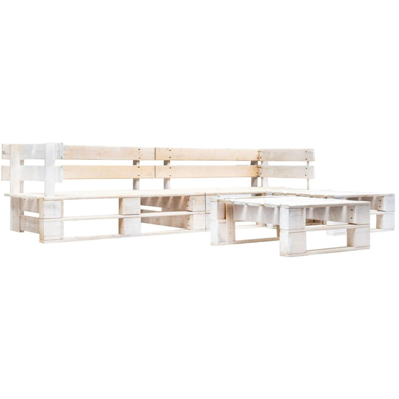 

Set de muebles de pales para jardin 4 piezas madera blanco