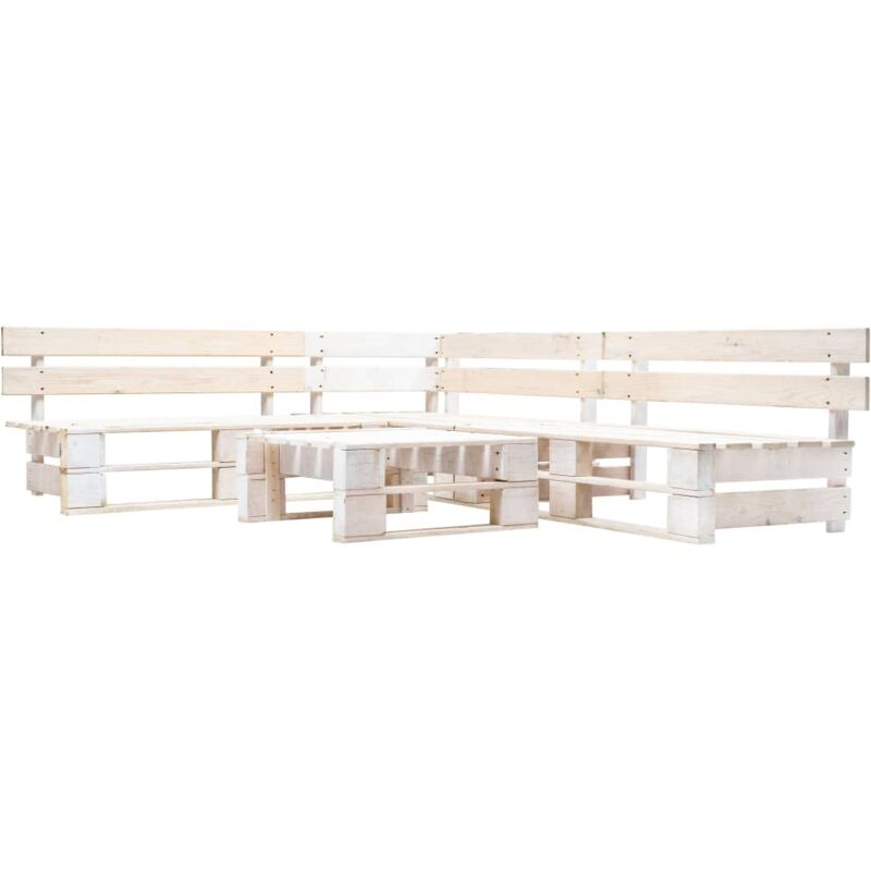 

vidaXL Set de muebles de palés para jardín 4 piezas madera blanco - Blanco