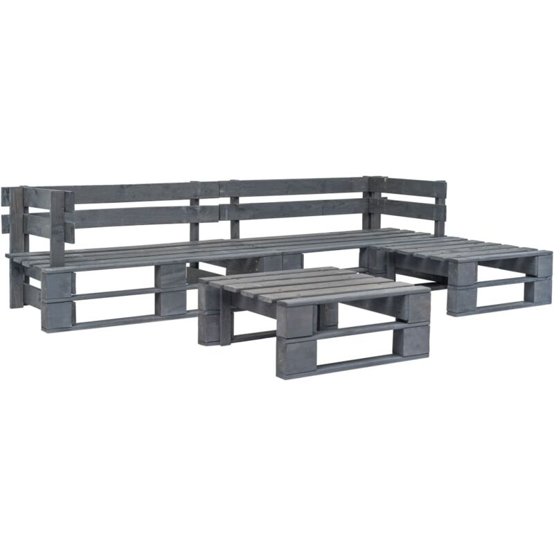 

vidaXL Set de muebles de palés para jardín 4 piezas madera gris - Gris